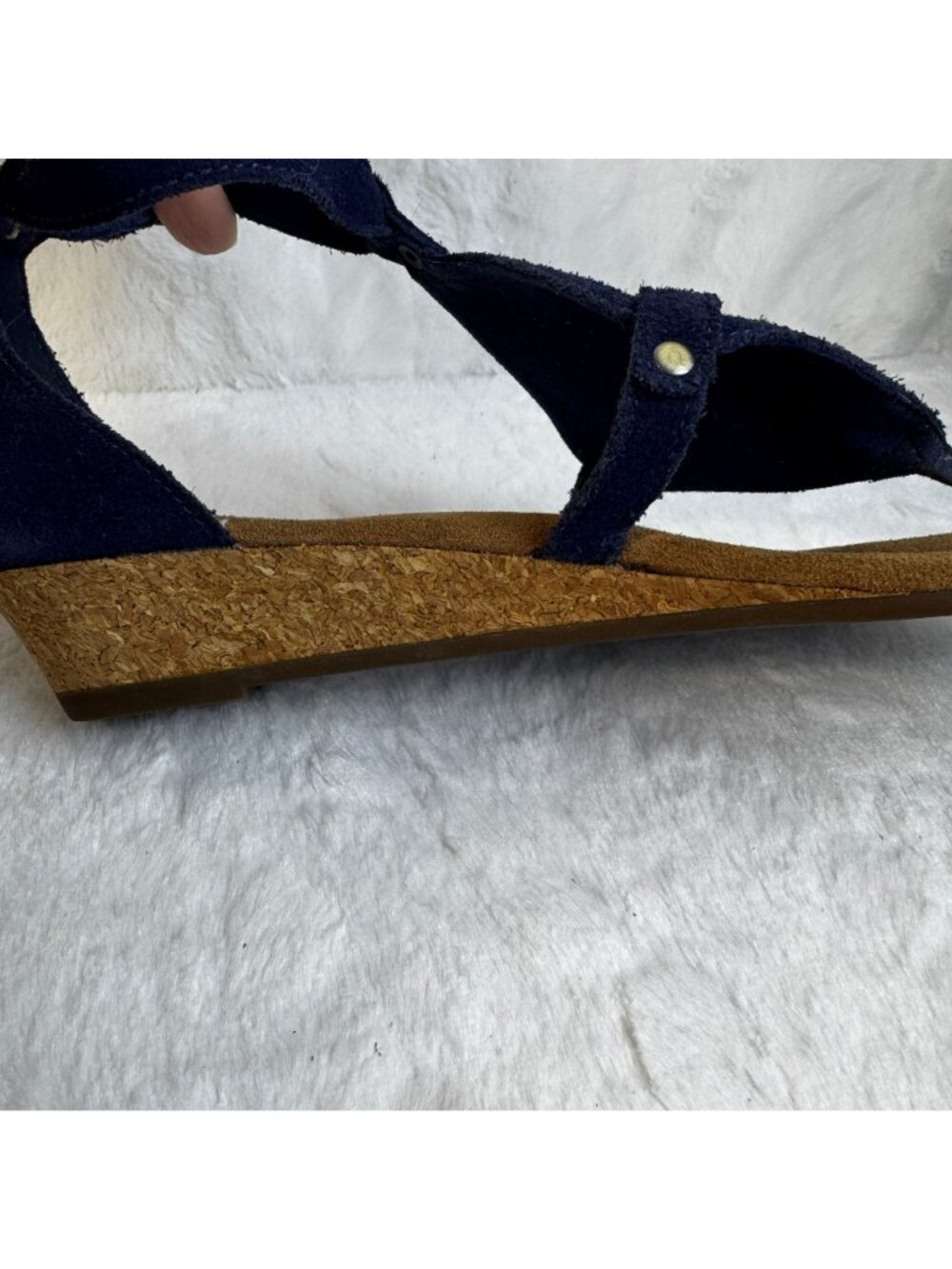 Koolaburra By UGG Womens Briona Wedge Sandal Insignia Blue Size US 9 Cork Suede - Picture 11 of 11
